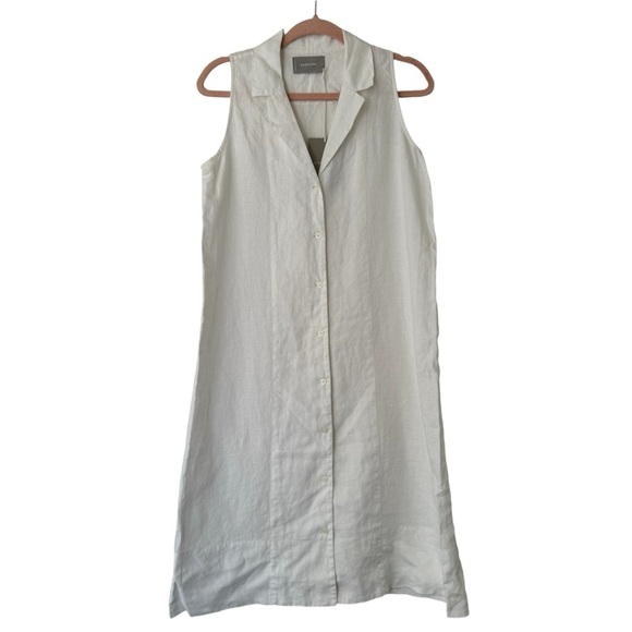 NWT Everlane The Sleeveless 100% Linen V Neck  Button Front Shirt Dress Size 4 - Picture 5 of 12